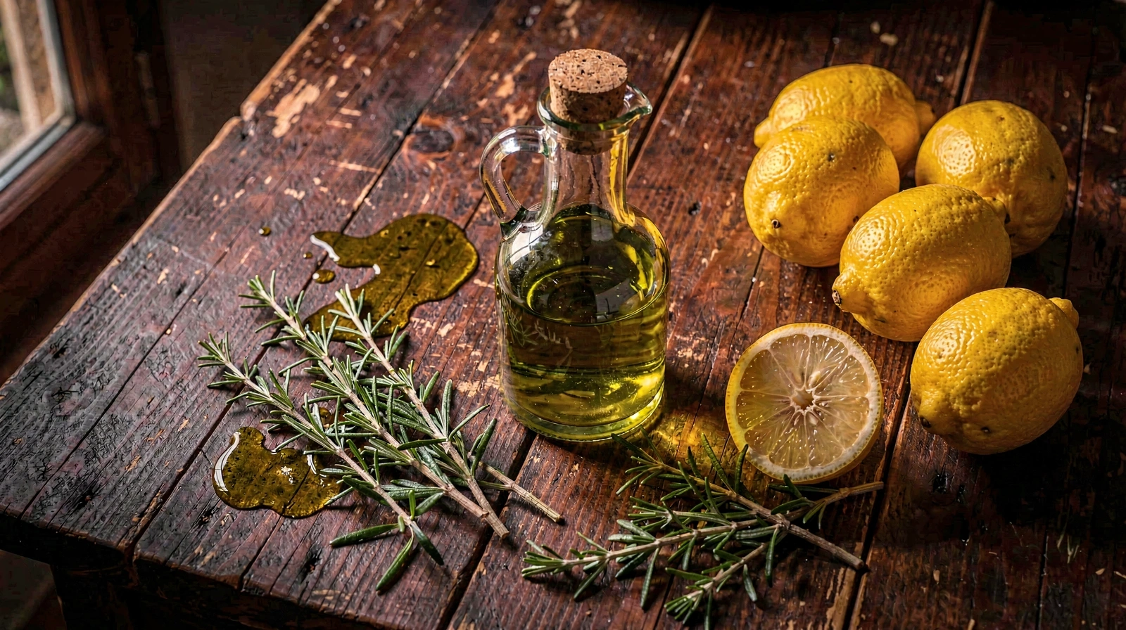 Μεσογειακά υλικά σε σκοτεινό φόντο